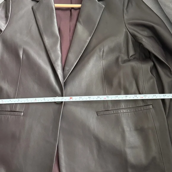 Vince Leather Shrunken Blazer Brown Size XL
